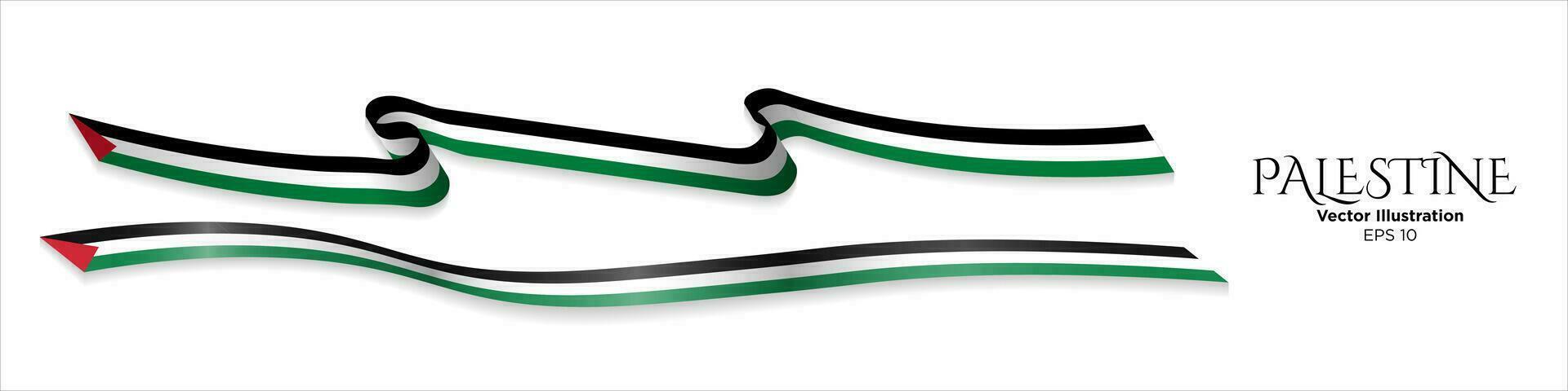 ensemble de 3d rendu satin rubans de Palestine drapeaux, brillant longue agitant drapeau de Palestine. graphique Ressource. modifiable vecteur illustration. parfait pour conceptions, affiches, bannières.