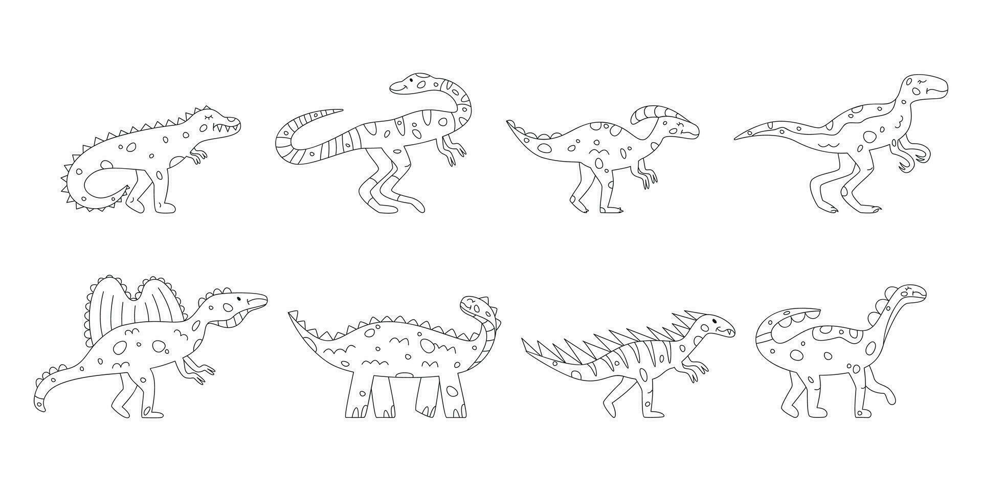 main tiré linéaire vecteur des illustrations de dinosaures