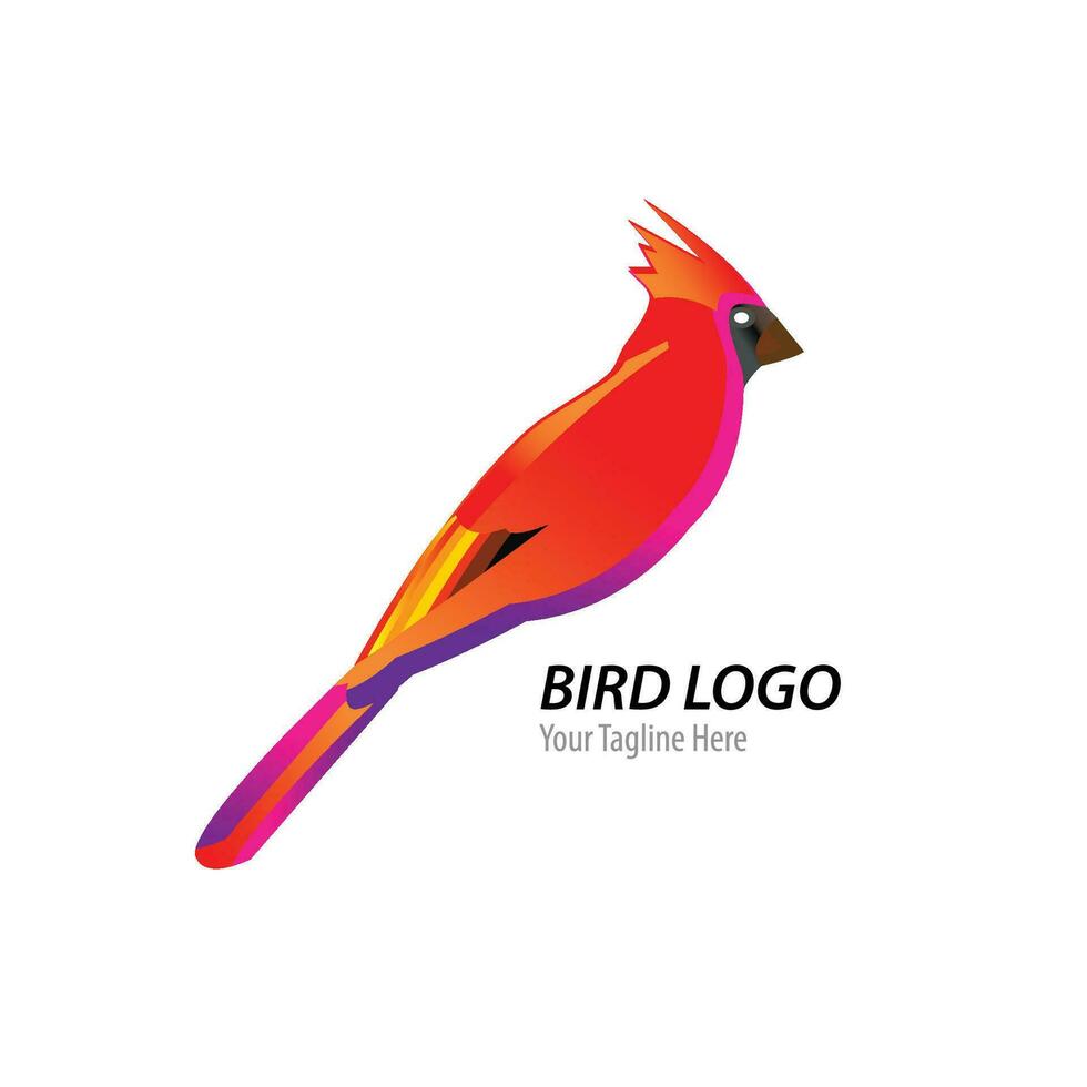 cardinaux oiseau logo dans pente Couleur vecteur