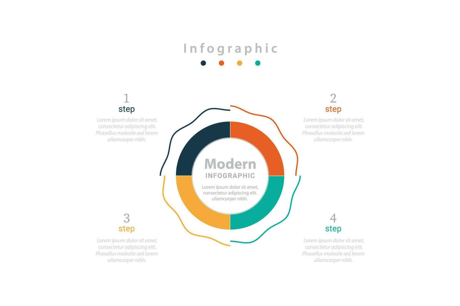 plat vecteur chronologie infographie modèle avec 4 niveau ou pas ou les options dans blanc Contexte.