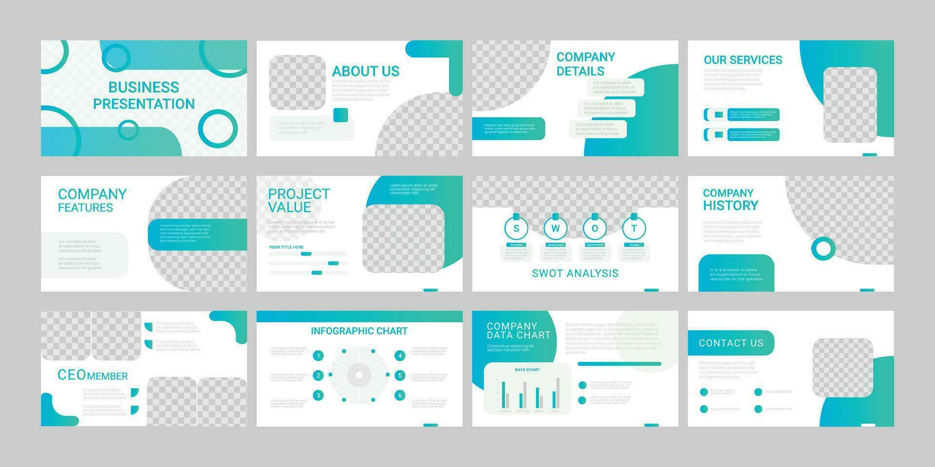 présentation modèle. infographie éléments sur blanc Contexte. vecteur faire glisser modèle pour affaires projet présentations et commercialisation.