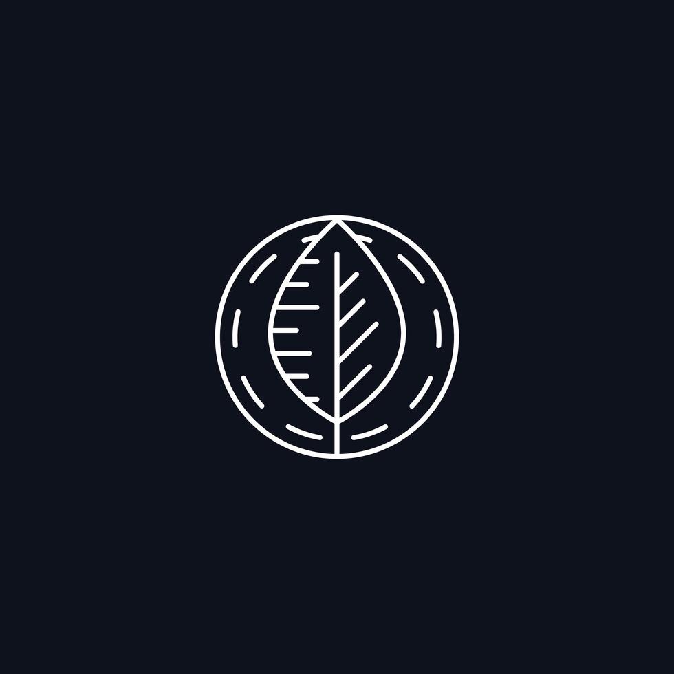 Line Symbol, Leaf in circle, vector design element