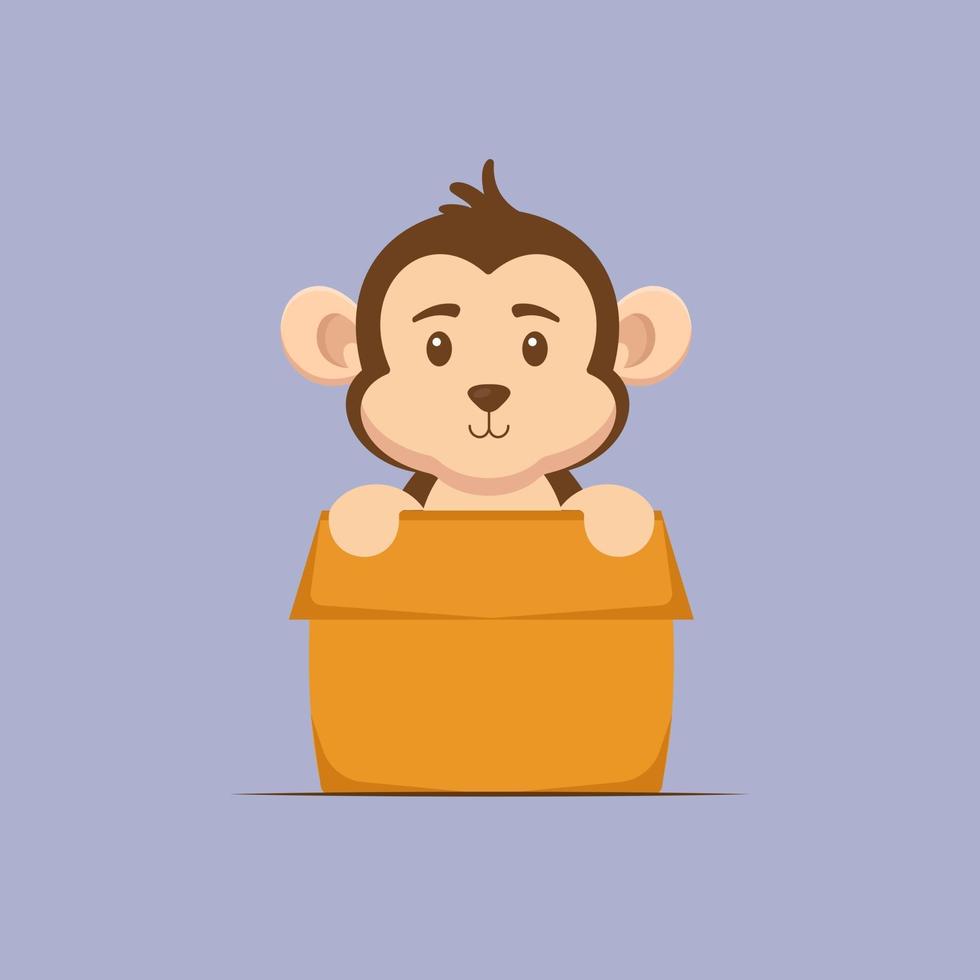 dessin animé de boîte de jeu de singe mignon vecteur