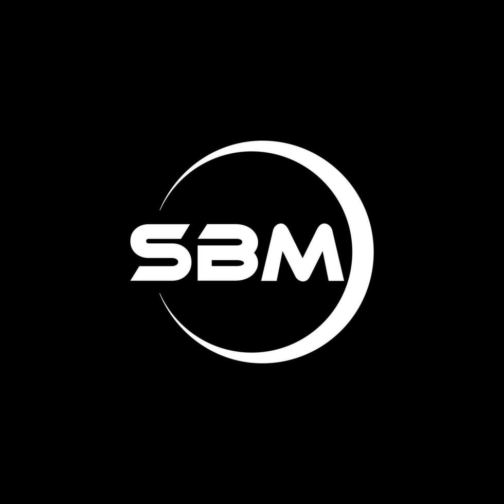 création de logo de lettre sbm avec un fond blanc dans l'illustrateur. logo vectoriel, dessins de calligraphie pour logo, affiche, invitation, etc. vecteur