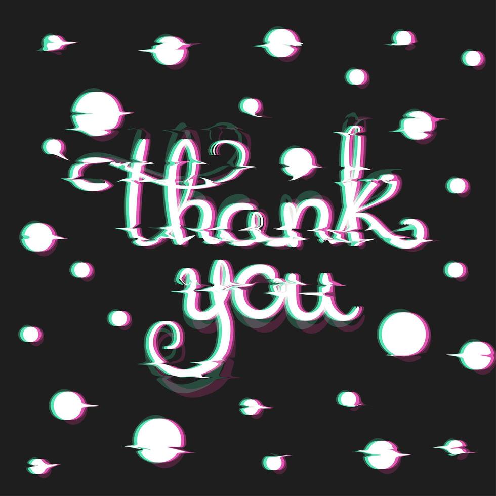 Thank You Card with Glitch Effect. vecteur