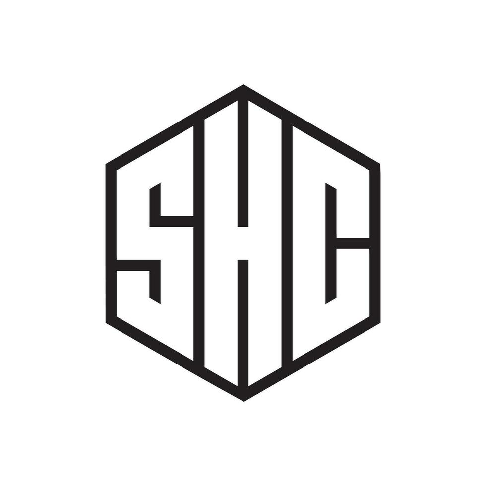 ligne hexagone lettre shc logo conception vecteur illustration.