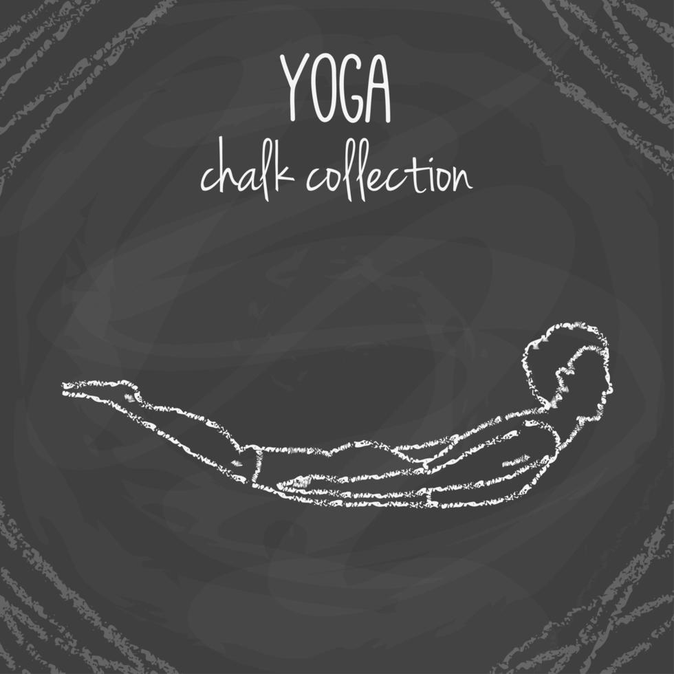 Vector yoga poses. Chalk illustrations on blackboard. International yoga day.