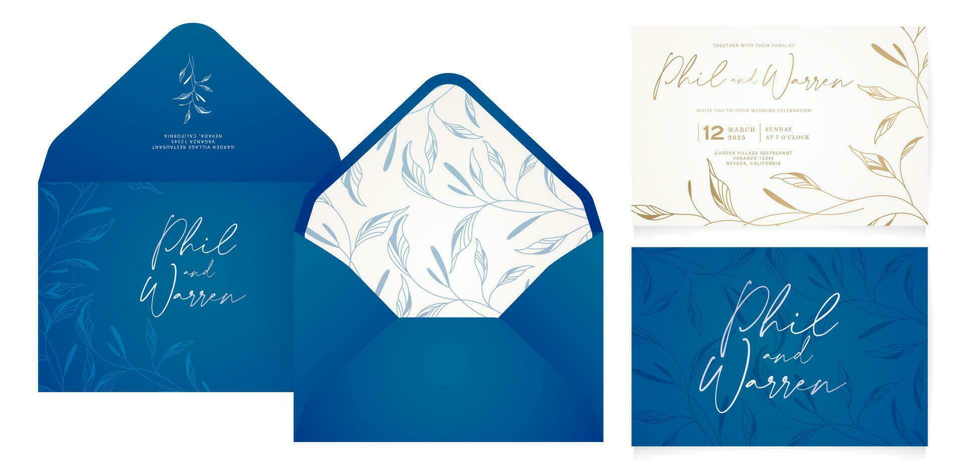 vecteur illustration invitation enveloppes ensemble de mariage cartes avec abstrait floral éléments pour papeterie, mises en page, collages, scène conceptions, un événement dépliants, impression matériaux, vacances fête cartes