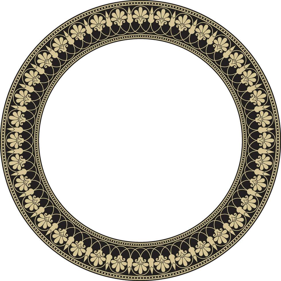 vecteur or et noir rond classique grec méandre ornement. modèle, cercle de ancien Grèce. frontière, cadre, bague de le romain Empire