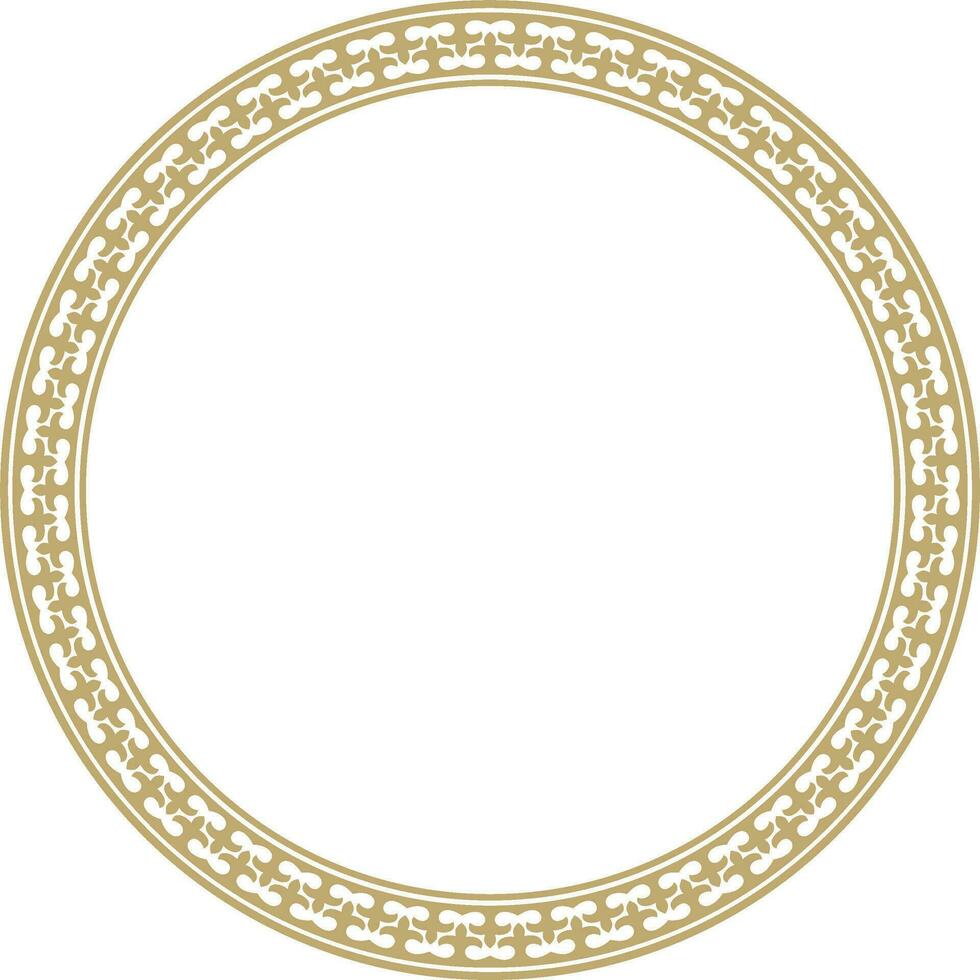 vecteur d'or rond kazakh nationale ornement. ethnique modèle de le les peuples de le génial steppe, les mongols, kirghize, kalmouks, .bouryates. cercle, Cadre frontière