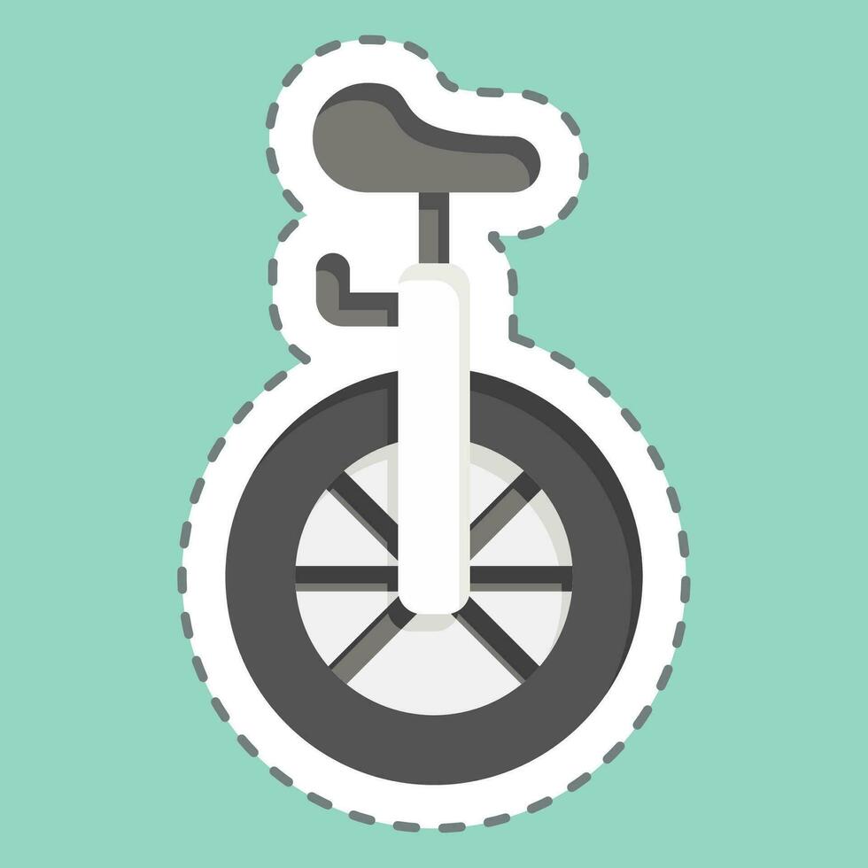 autocollant ligne Couper monocycle. en relation à amusement parc symbole. glyphe style. Facile conception modifiable. Facile illustration vecteur