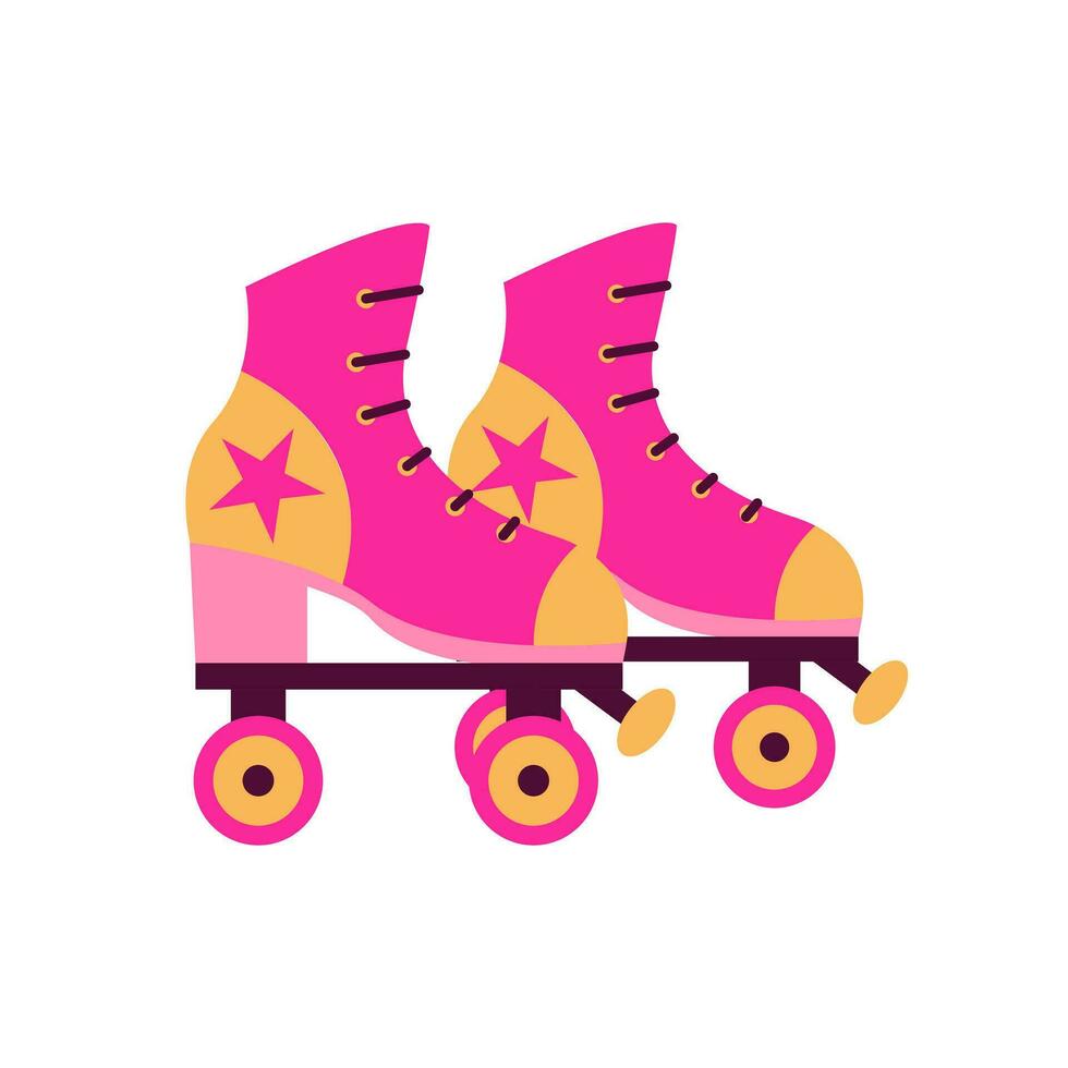 mignonne rose patin à roulettes. vecteur illustration