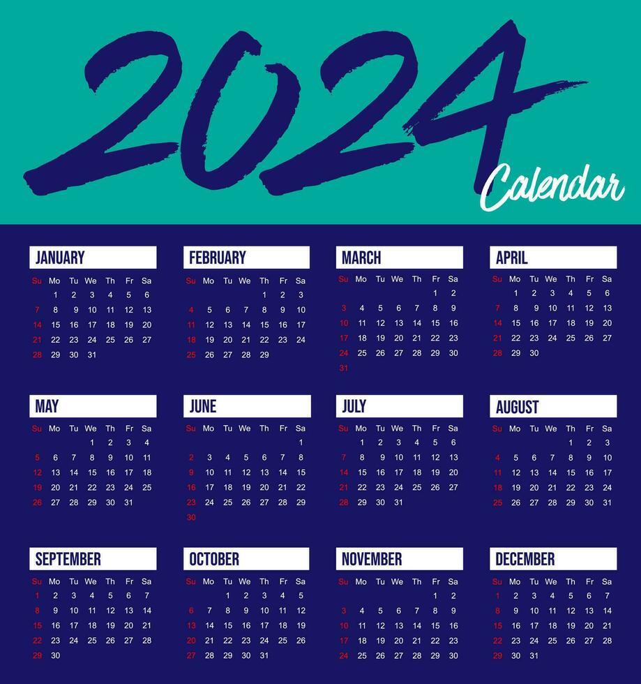 calendrier 2024 modèle vecteur, Facile minimal conception, international planificateur  2024 année, mur 2024 année, la semaine départs dimanche, ensemble de 12  calendrier, publicité, impression, papeterie, organisation Bureau 27439971  Art vectoriel chez