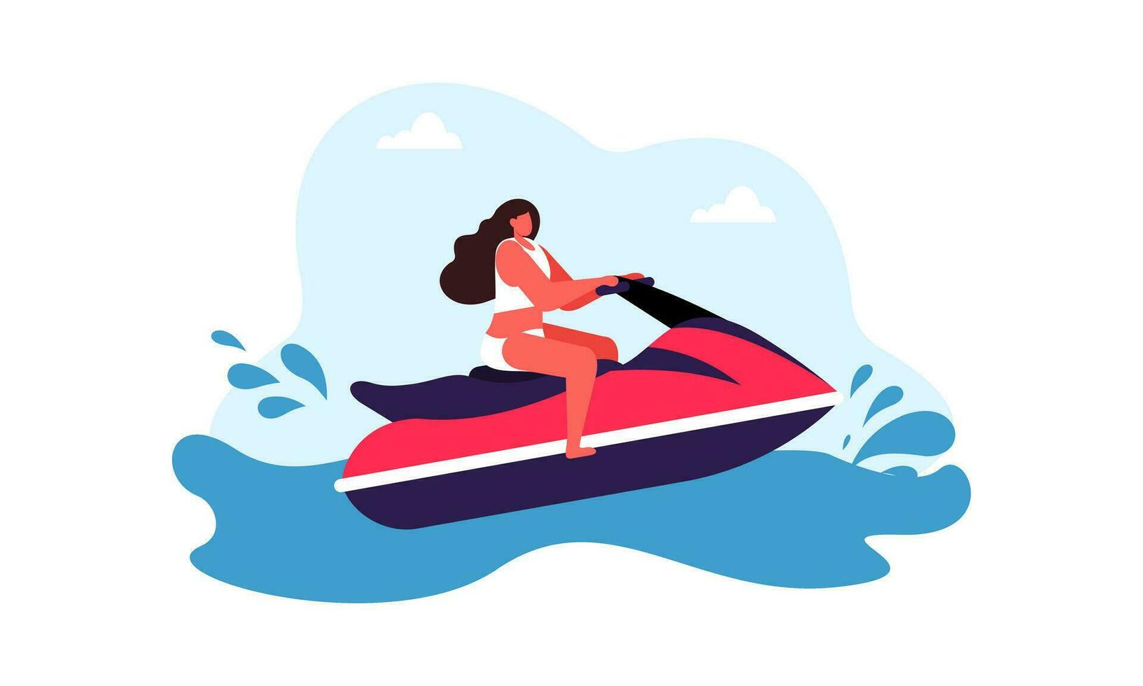 gens Jeune équitation une jet ski vecteur illustration