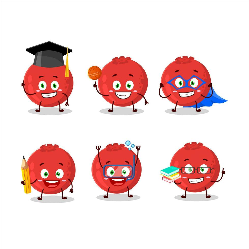 école étudiant de rouge baie dessin animé personnage avec divers expressions vecteur