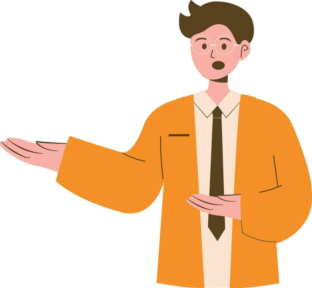 Homme d'affaire dans Orange veste et cravate. vecteur illustration dans dessin animé style