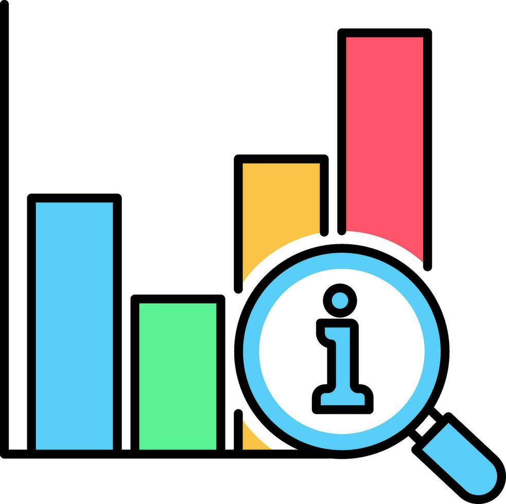 graphique graphique avec loupe icône. croissance graphique et amplifier verre. financier Audit symbole. affaires une analyse rapport concept. statistique Les données dans plat style. vecteur illustration isolé