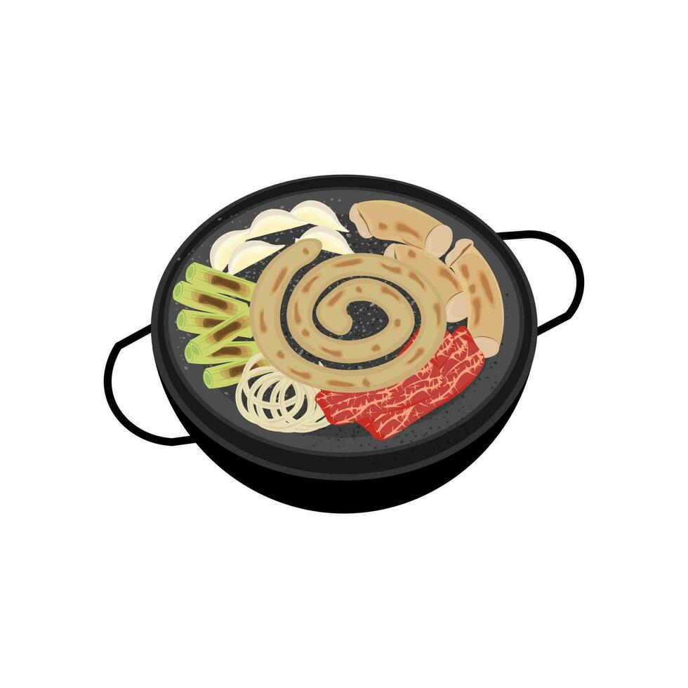 gopchang gui ou grillé vache petit intestin illustration logo vecteur