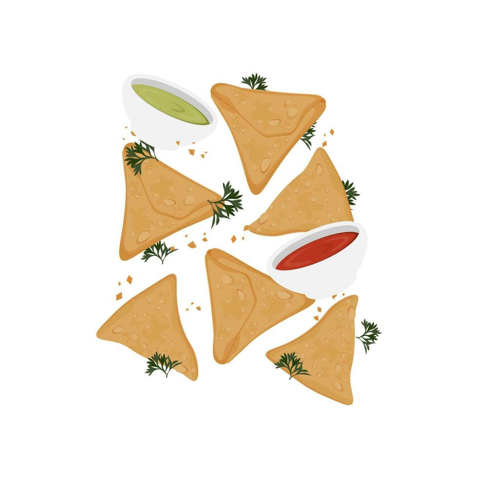 frit Pâtisserie samosa illustration logo vecteur