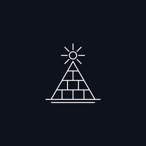 Symbole de ligne, pyramide avec soleil vecteur
