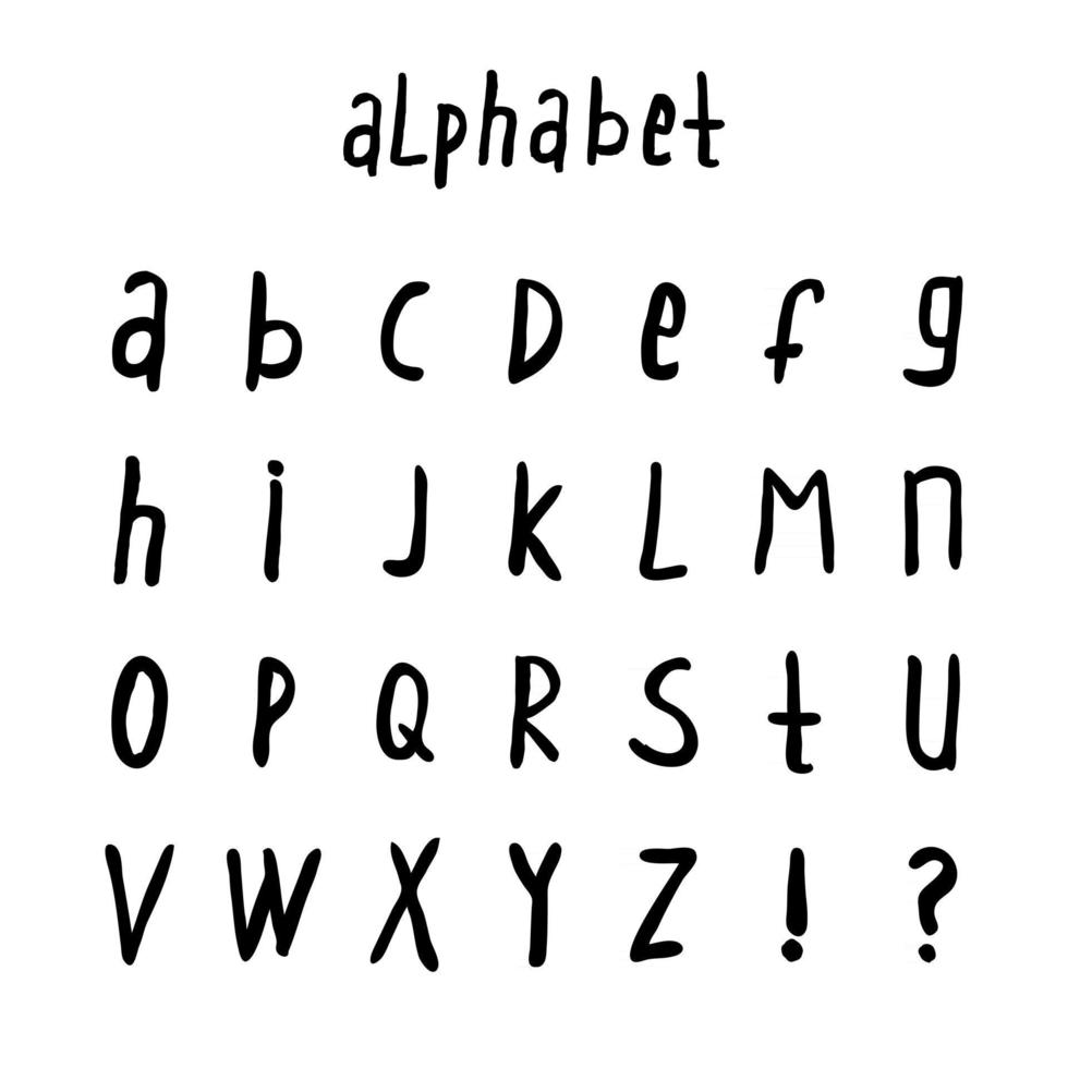 alphabet dessiné à la main de vecteur. vecteur