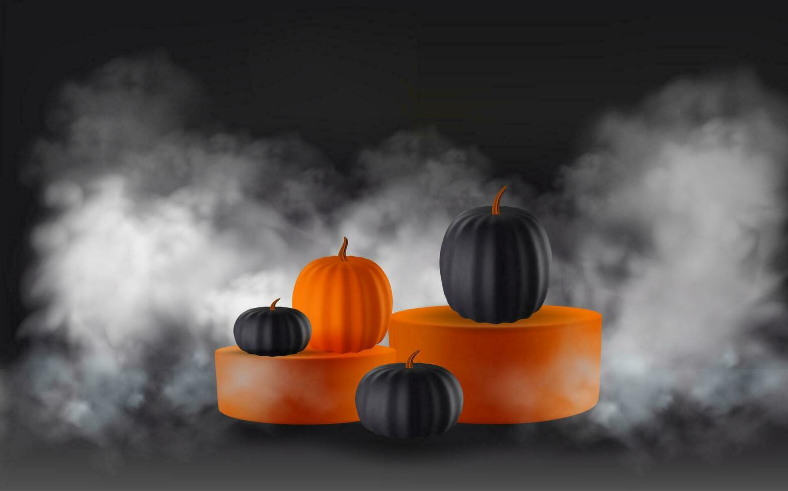 de fête Halloween Contexte décoré avec coloré citrouilles avec podium.minimal réaliste 3d conception étape piédestal. vecteur