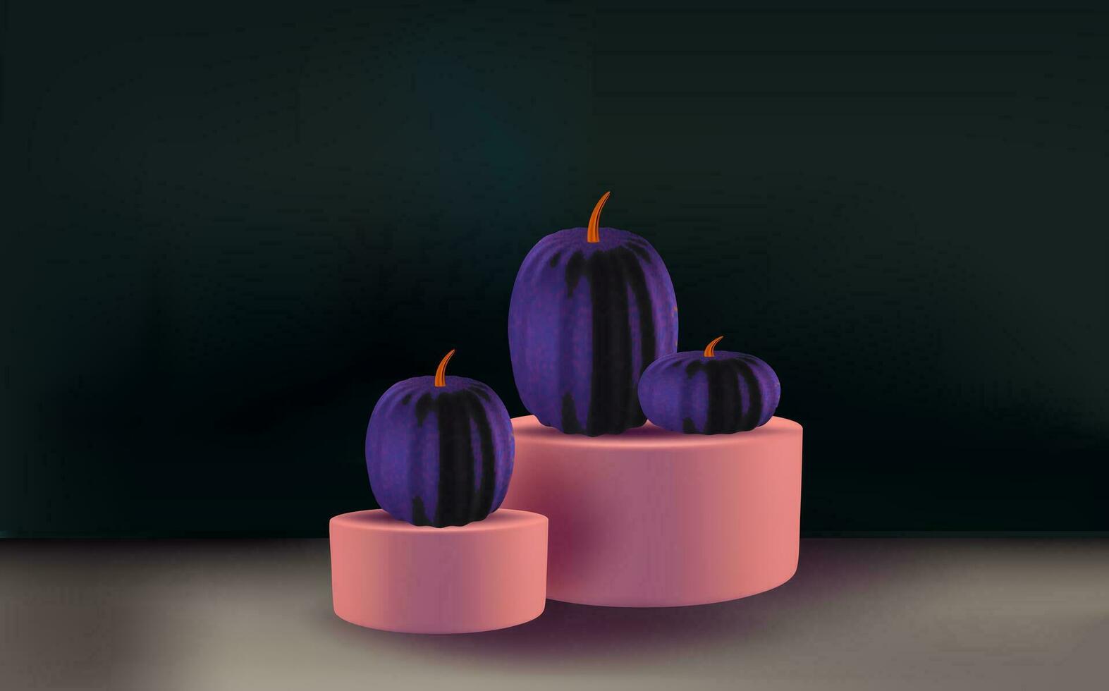 de fête Halloween Contexte décoré avec coloré citrouilles avec podium.minimal réaliste 3d conception étape piédestal. vecteur