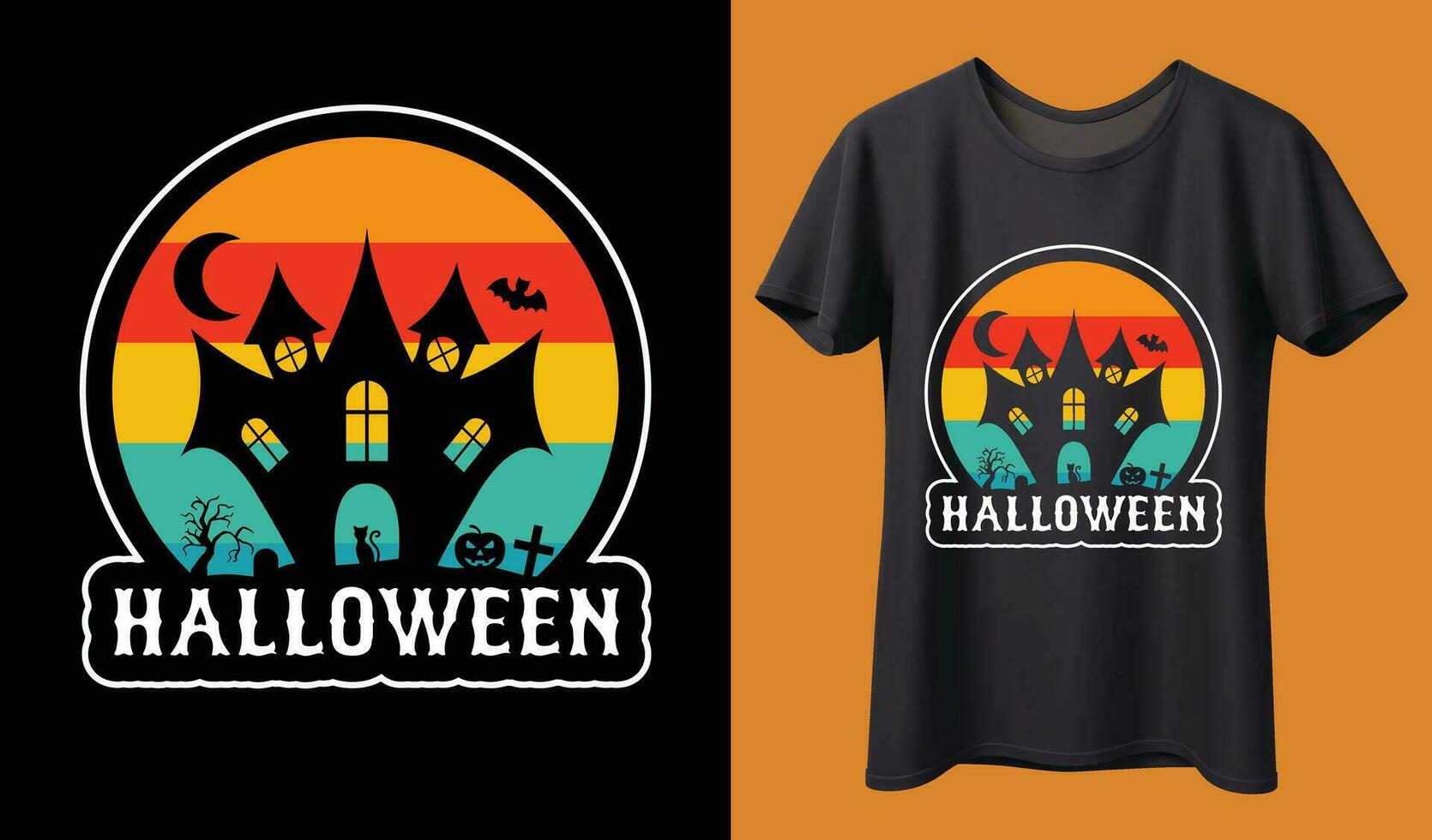 Joyeux Halloween. modèle de conception de t-shirt halloween. modèle de conception de t-shirt joyeux halloween facile à imprimer tout usage pour homme, femme et enfant vecteur
