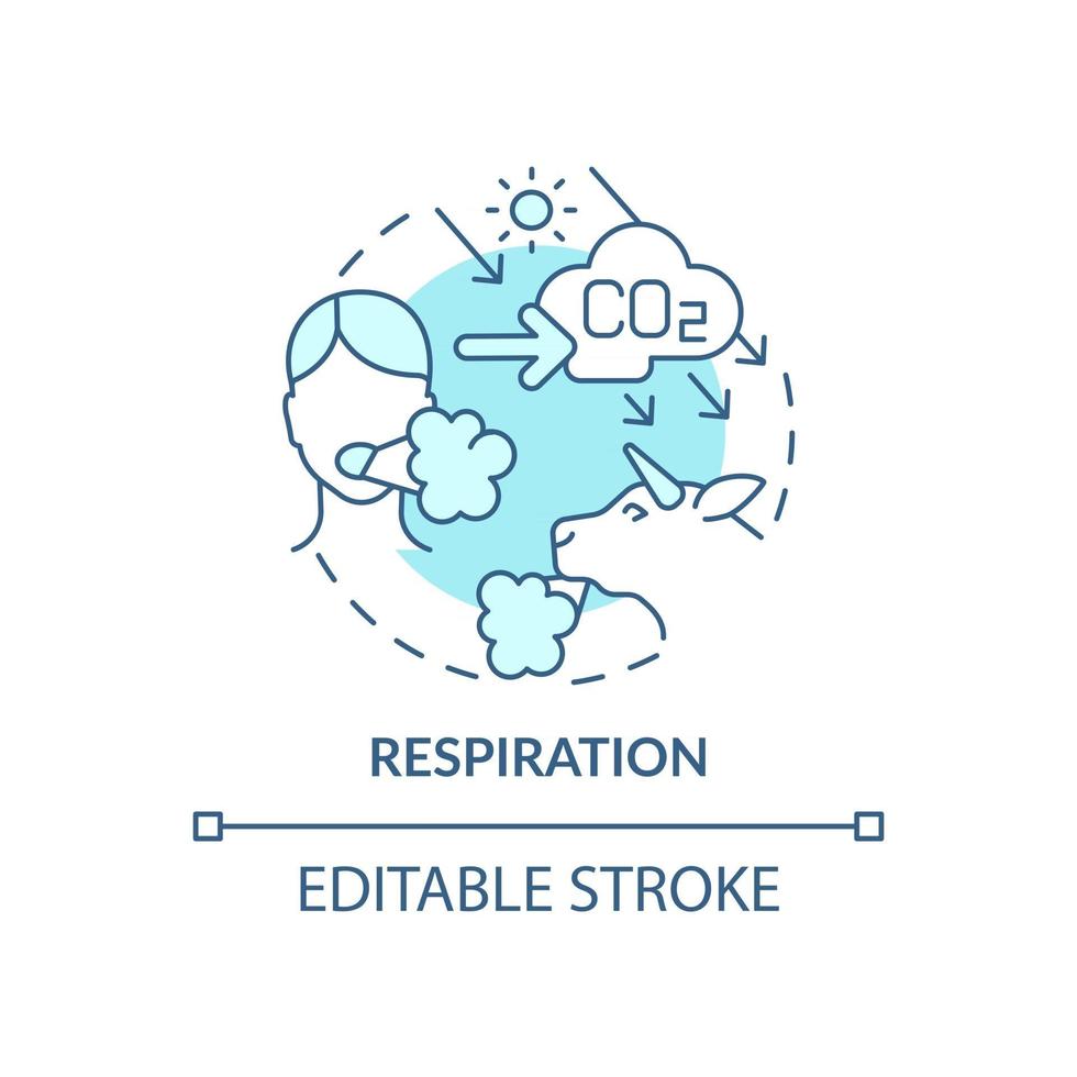 icône de concept de respiration. illustration de fine ligne d'idée abstraite d'émissions de carbone naturel. consommant de l'oxygène et libérant du dioxyde de carbone. dessin de couleur de contour isolé de vecteur. trait modifiable vecteur