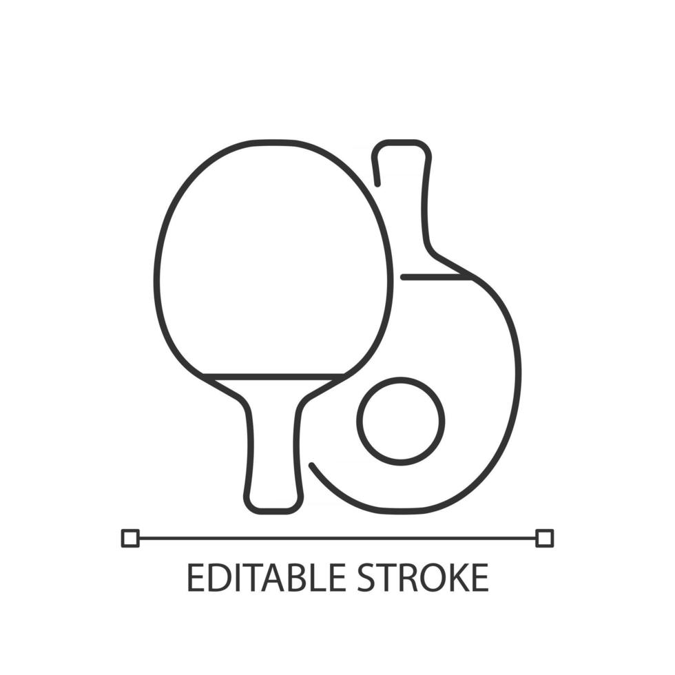 icône linéaire de ping-pong. tennis de table. entraînement cardio. sport de raquette. jeu rapide à 2 joueurs. illustration personnalisable de fine ligne. symbole de contour. dessin de contour isolé de vecteur. trait modifiable vecteur