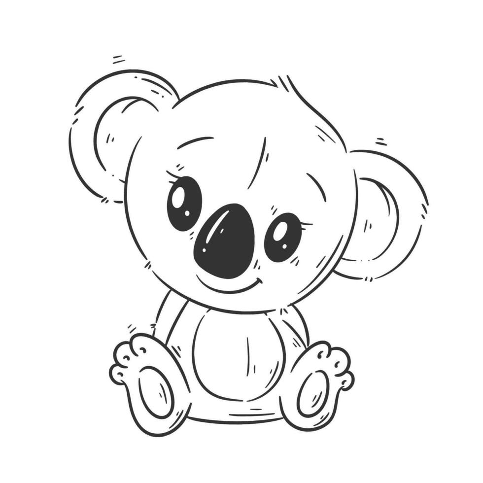 mignonne koala séance dans dessin animé style vecteur pour coloration