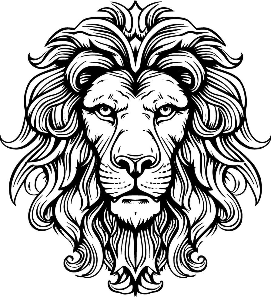 Lion - noir et blanc isolé icône - vecteur illustration