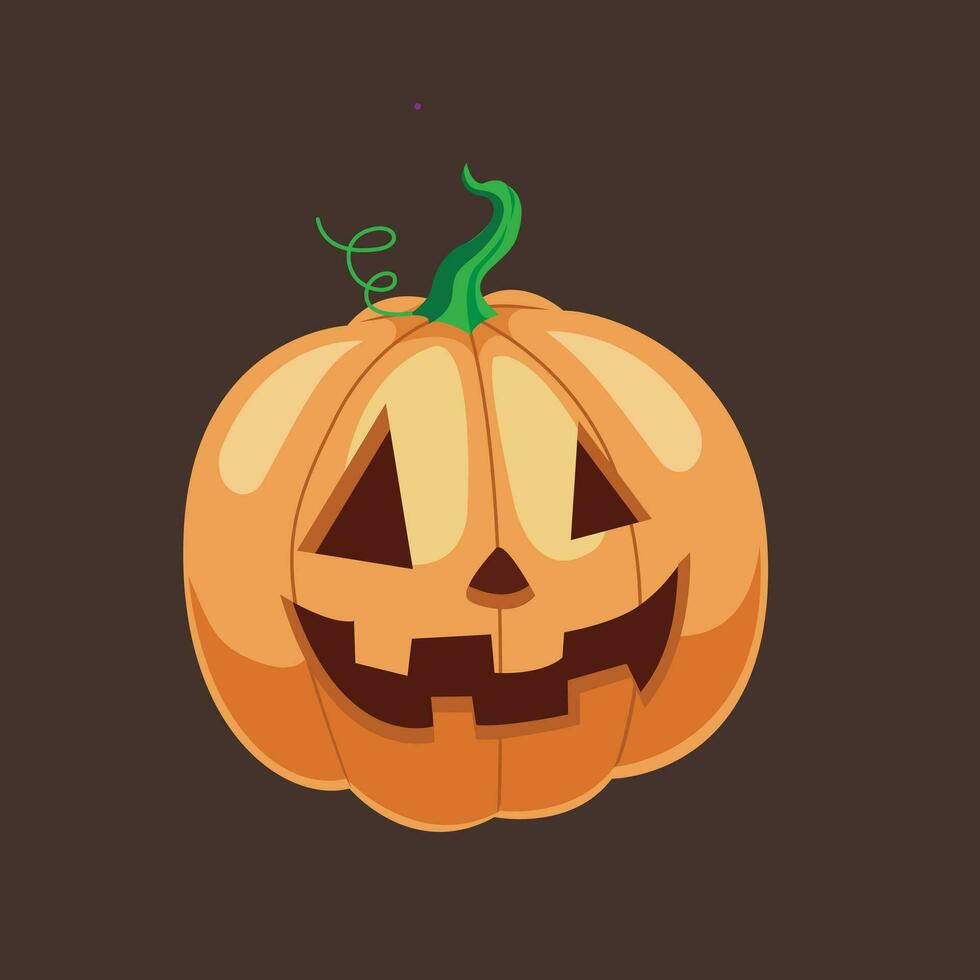 Halloween citrouille avec content visage vecteur dessin animé illustration.