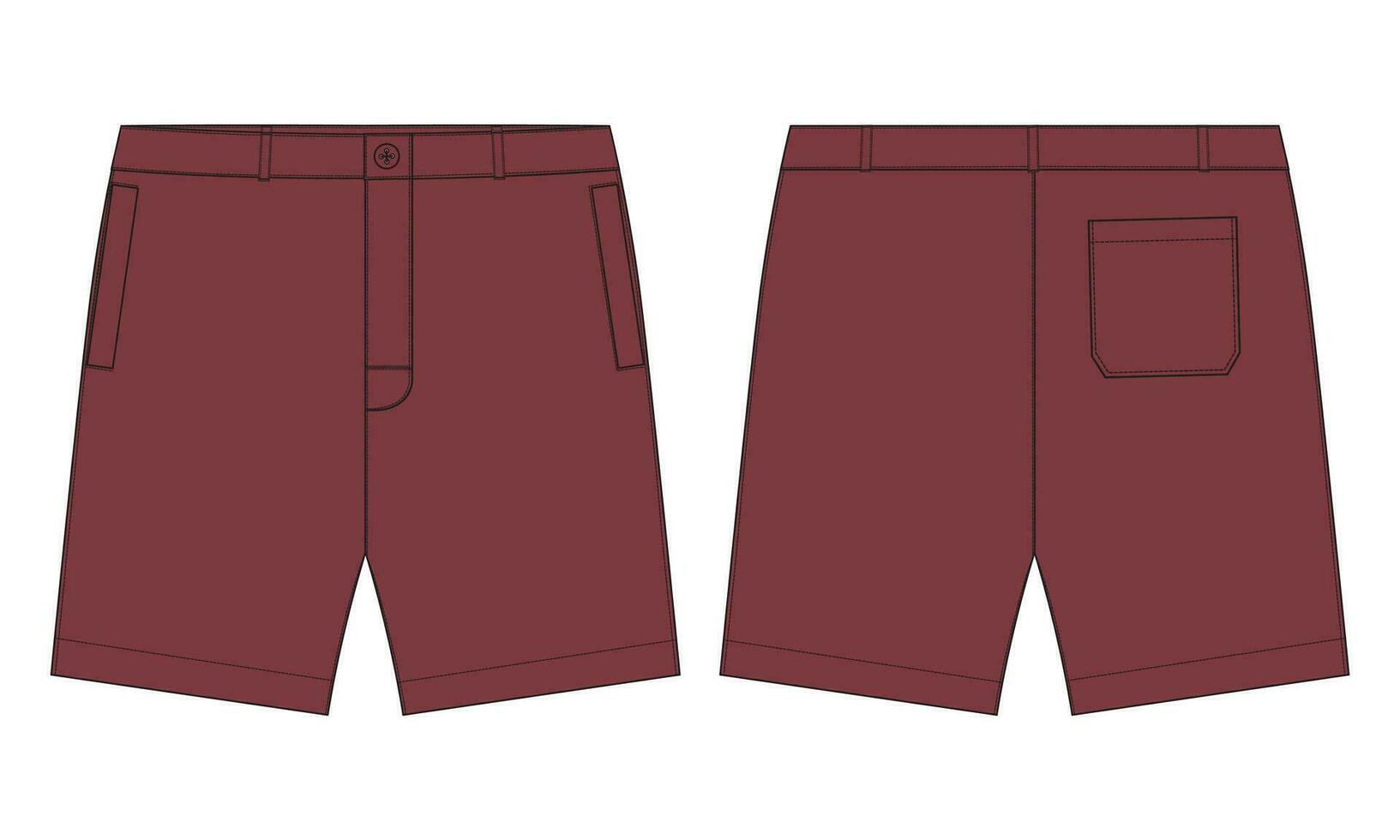 short un pantalon vecteur illustration modèle de face et retour vues