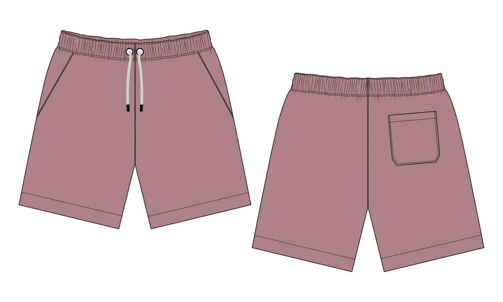 short un pantalon vecteur illustration modèle de face et retour vues