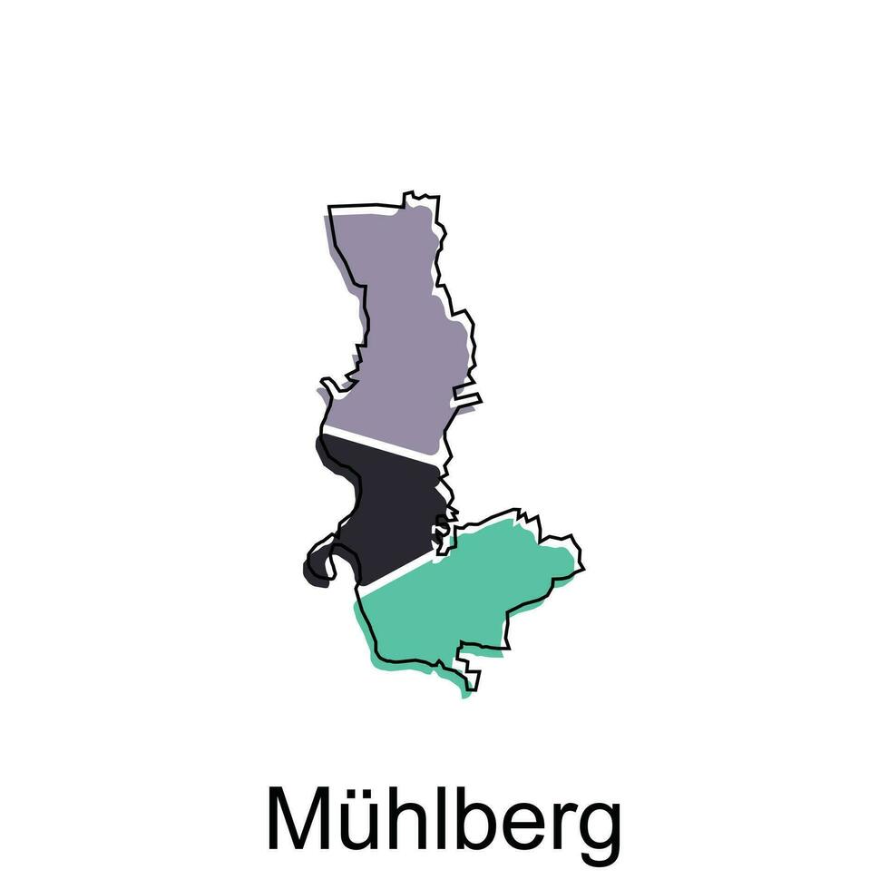 carte de Mühlberg coloré avec contour conception, monde carte pays vecteur illustration modèle