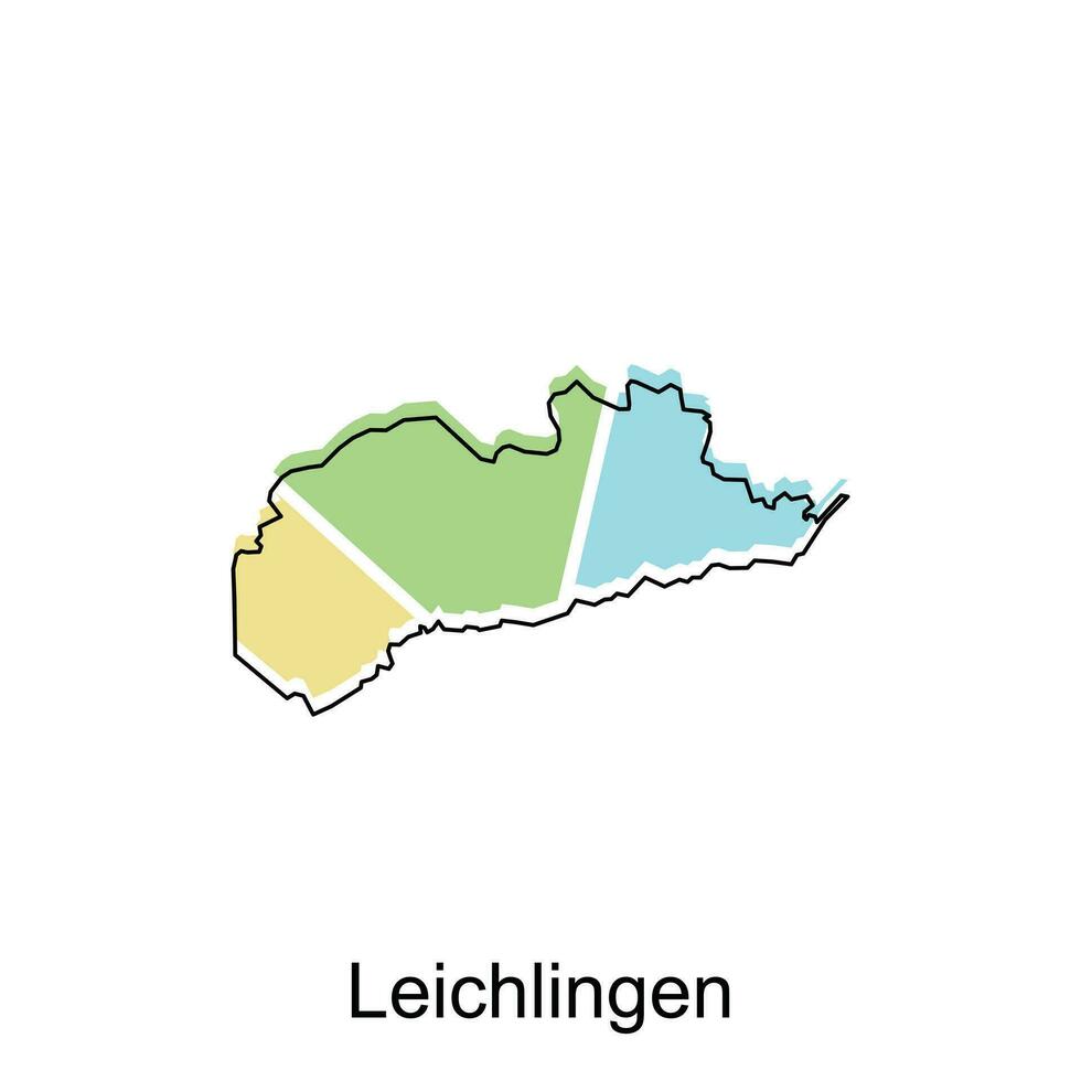 carte de leichlingen coloré avec contour conception, monde carte pays vecteur illustration modèle