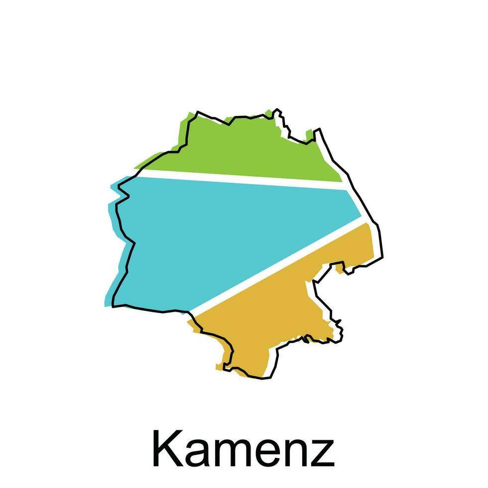 Kamenz ville carte illustration conception, monde carte international vecteur modèle coloré avec contour graphique