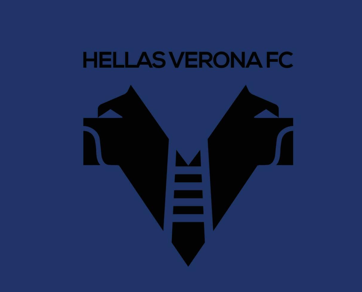 Hellas vérone fc club logo symbole noir série une Football calcio Italie abstrait conception vecteur illustration avec bleu Contexte