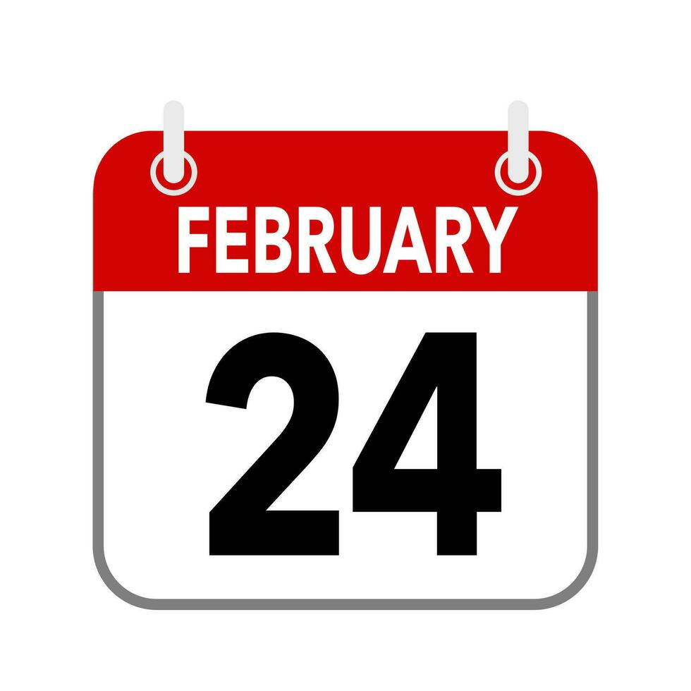 24 février, calendrier Date icône sur blanc Contexte. vecteur