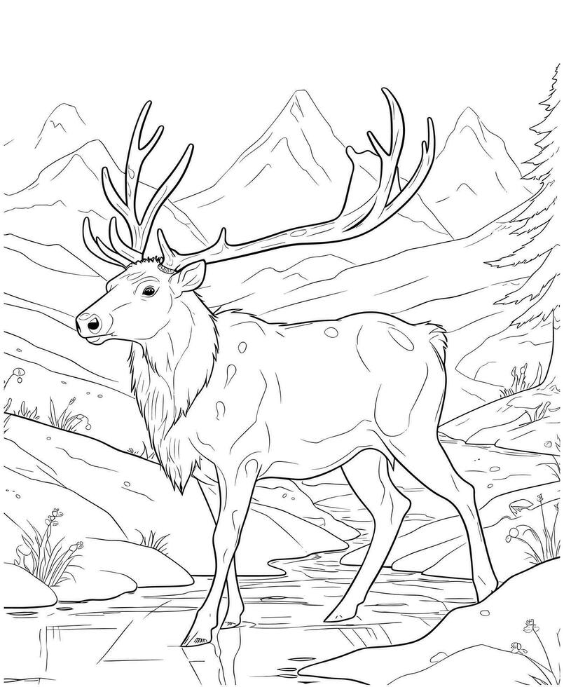 wapiti coloration pages pour des gamins vecteur