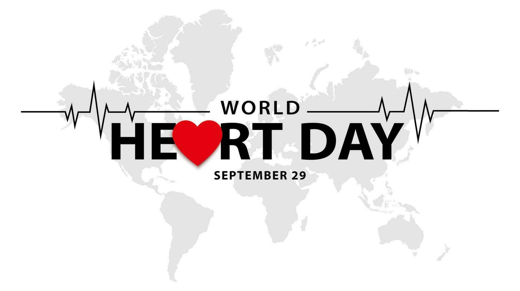 monde cœur journée conception, septembre 29. santé se soucier concept Contexte avec monde carte. vecteur illustration