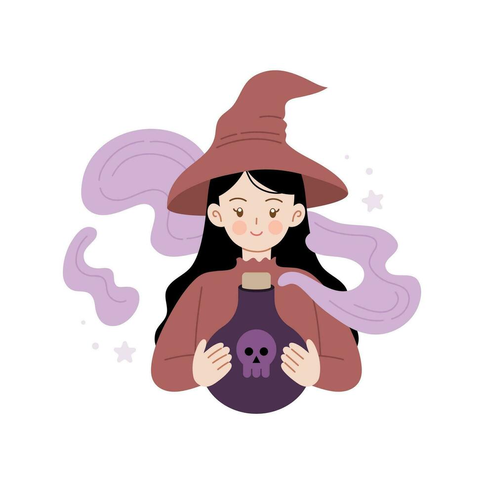 dessin animé Halloween sorcière illustration vecteur plat concept