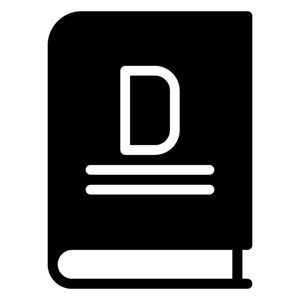 icône de glyphe de dictionnaire vecteur
