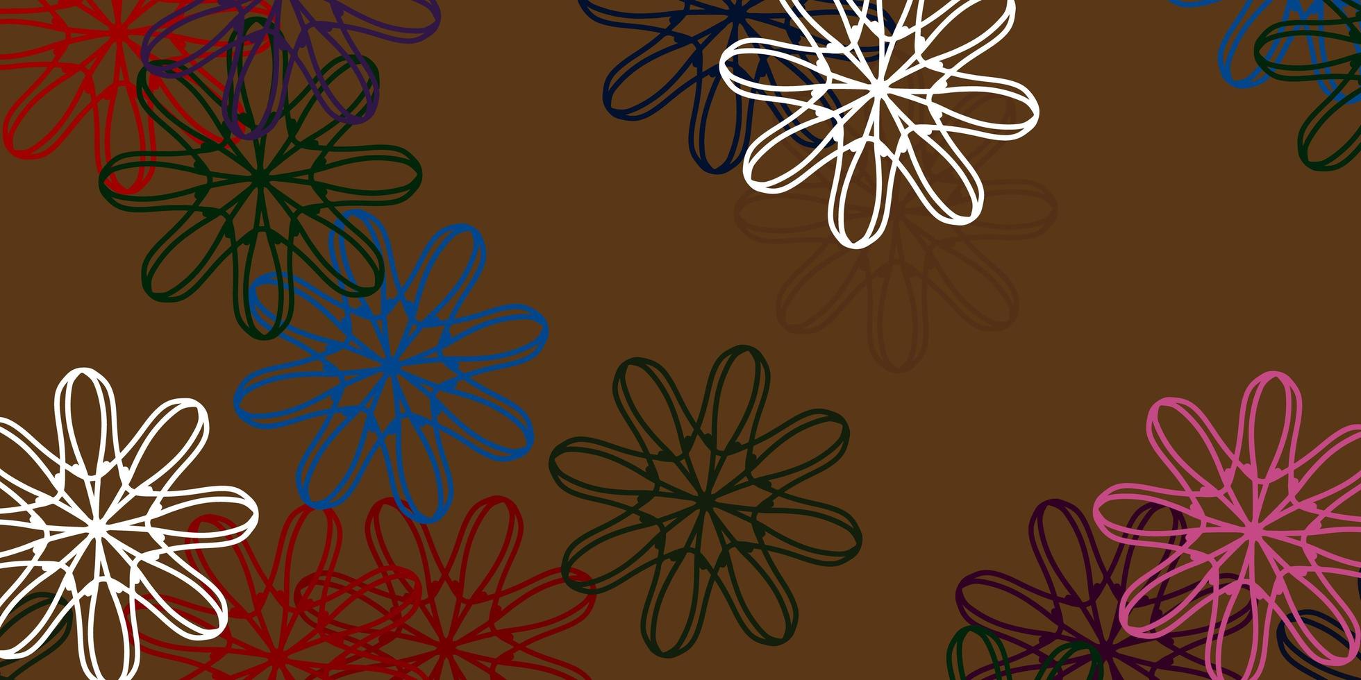 texture de doodle vecteur vert clair, rouge avec des fleurs.