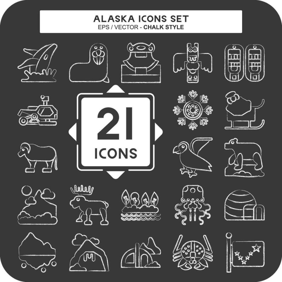 icône ensemble Alaska. en relation à éducation symbole. craie style. Facile conception modifiable. Facile illustration vecteur