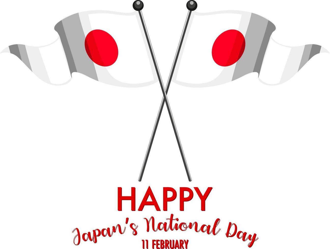bannière de la fête nationale du japon heureux avec le drapeau du japon vecteur