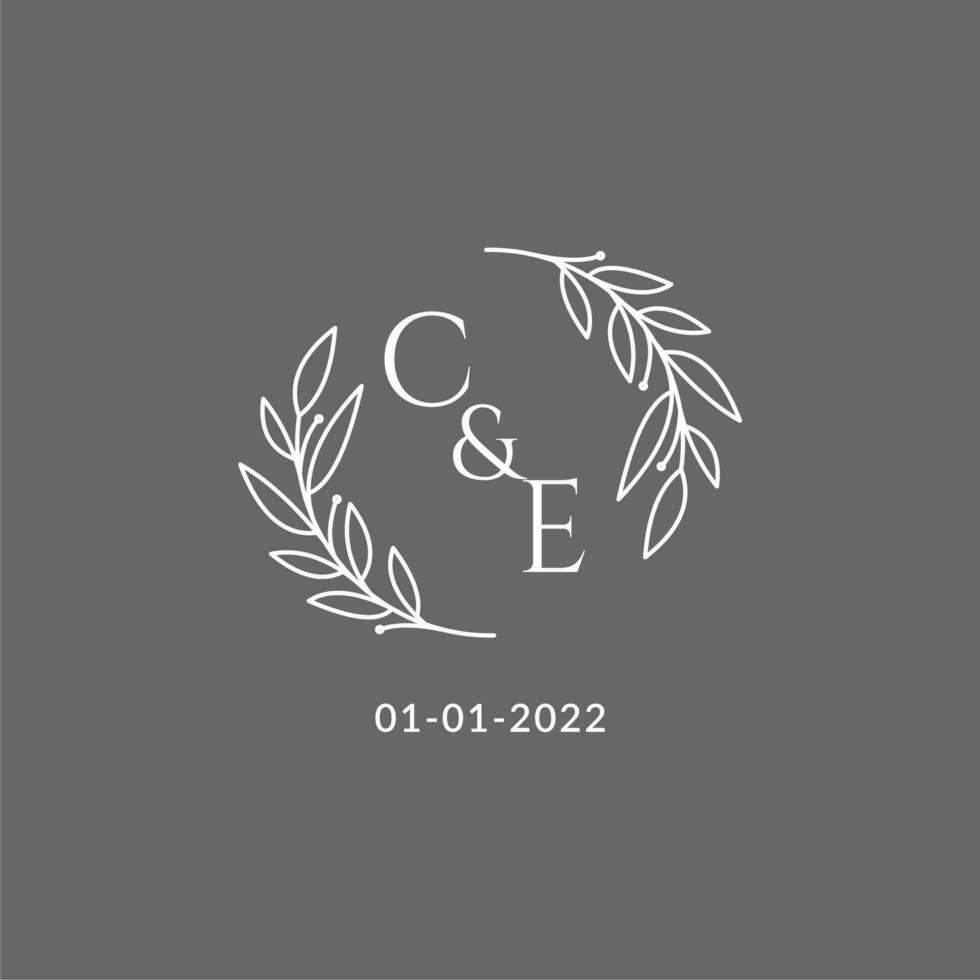 initiale lettre ce monogramme mariage logo avec Créatif feuilles décoration vecteur