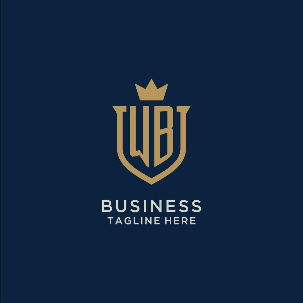 wb initiale bouclier couronne logo vecteur