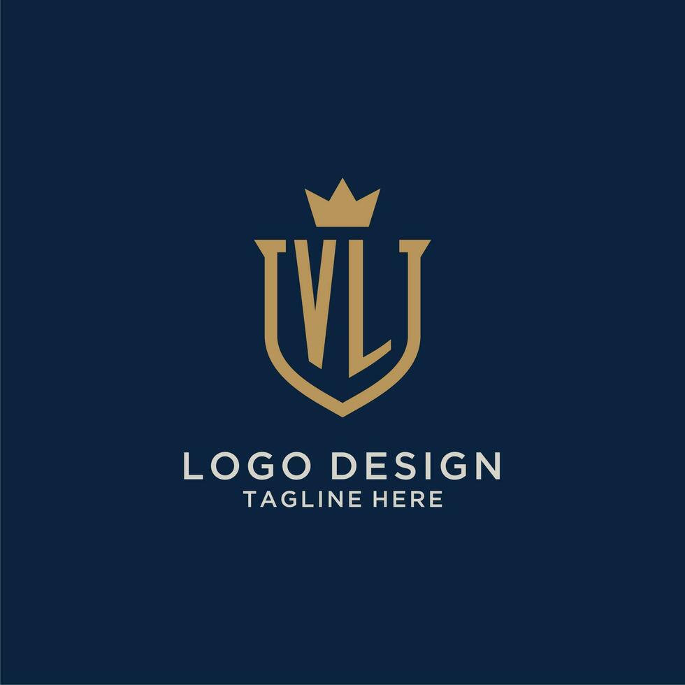 vl initiale bouclier couronne logo vecteur